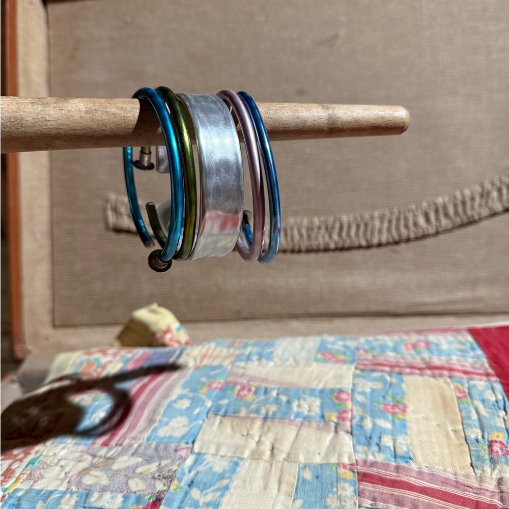 Vintage knitting needle bracelets 🩷🩵💚🤍